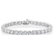 Brilliance Fine Jewelry .925 Sterling Silver Simulated Brilliant Round White Diamond Classic 4 Prong Tennis Bracelet, 7.25"