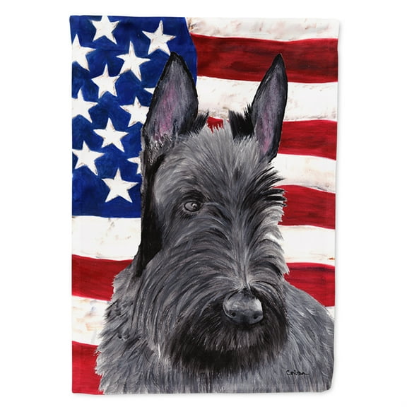 USA American Flag with Scottish Terrier Flag Canvas House Size