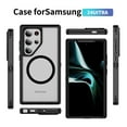 thumbnail image 4 of Phone case Compatible with Samsung Galaxy S22 Ultra Magnetic Case [Compatible with MagSafe] Tough Rugged Matte Slim Shockproof Anti-Fingerprint Anti-Scratch Protective Cover, Black+Clear, 4 of 8