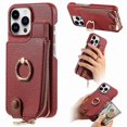 thumbnail image 1 of Y3 For iPhone 16 Pro Case Card Holder Kickstand Leather+TPU Phone Cover with Zipper Pocket - Grey, 1 of 5