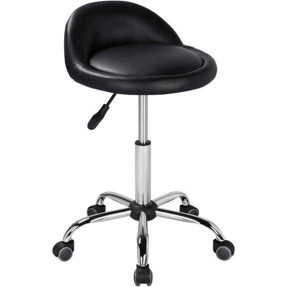 RONG-3 Height Adjustable Rolling Swivel Salon Stool Chair Hydraulic Ergonomic with Backrest Wheels for Tattoo Massage Facial Spa Manicure Dentist Clinic,Black