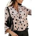 thumbnail image 3 of DYMADE Women Plus Size V-neck Ruffle Buttons Polka Dot Long Sleeve Printed Blouse Top, 3 of 4