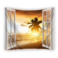 thumbnail image 1 of EREHome Open Window Beach Beautiful Sunset Beach Tapestry Polyester Fabric Tapestries Wall Art Hanging 60x80 Inches, 1 of 3