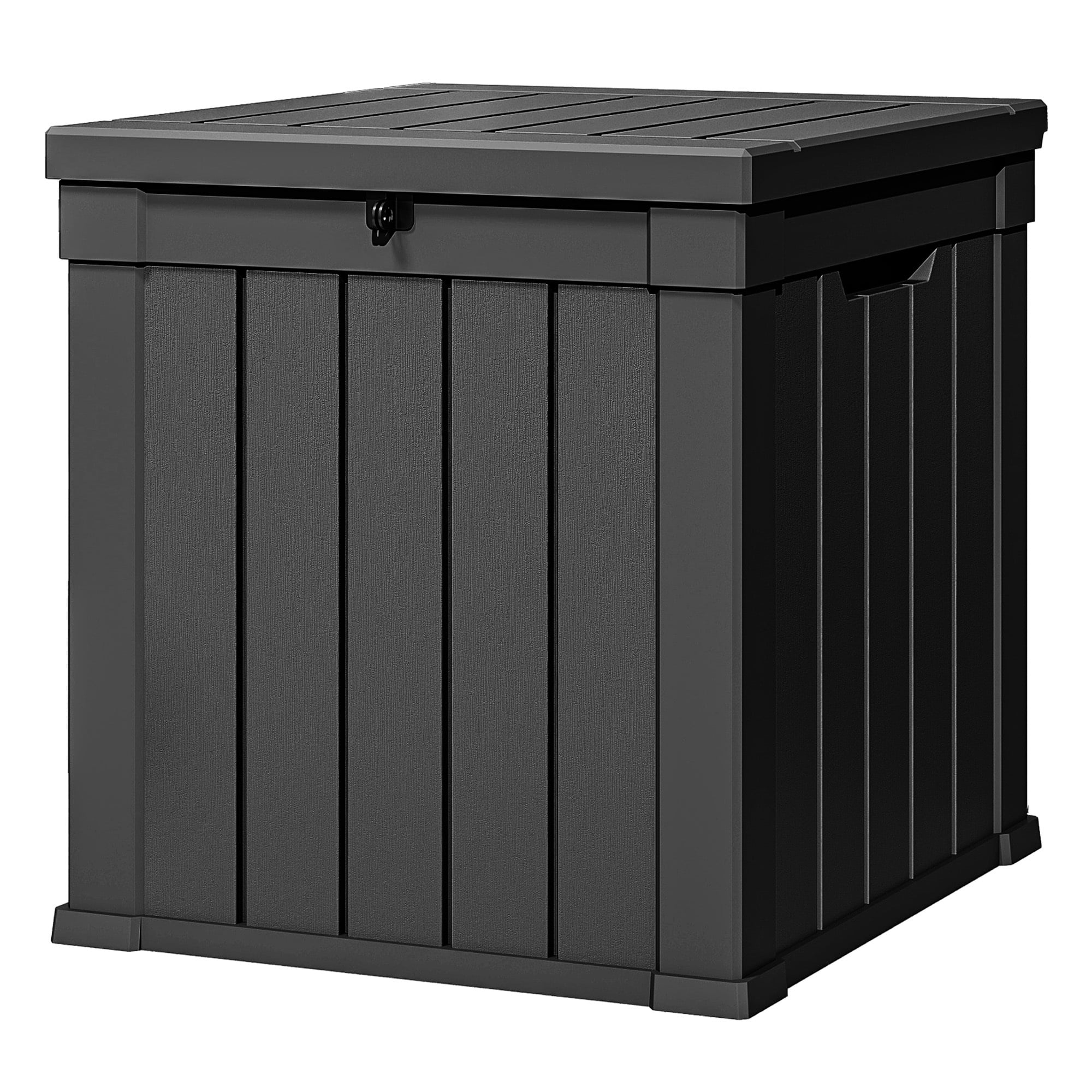 Uforic 51 Gallon Waterproof Lockable Deck Box, Resin Outdoor Storage Box, Black