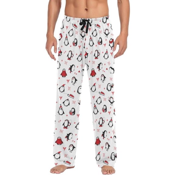 GZHJMY Penguin Pajama Pants, Men's Drawstring Lounge Pants, Casual Pajama Bottoms with Pockets, Christmas New Year Birthday Gifts, Large