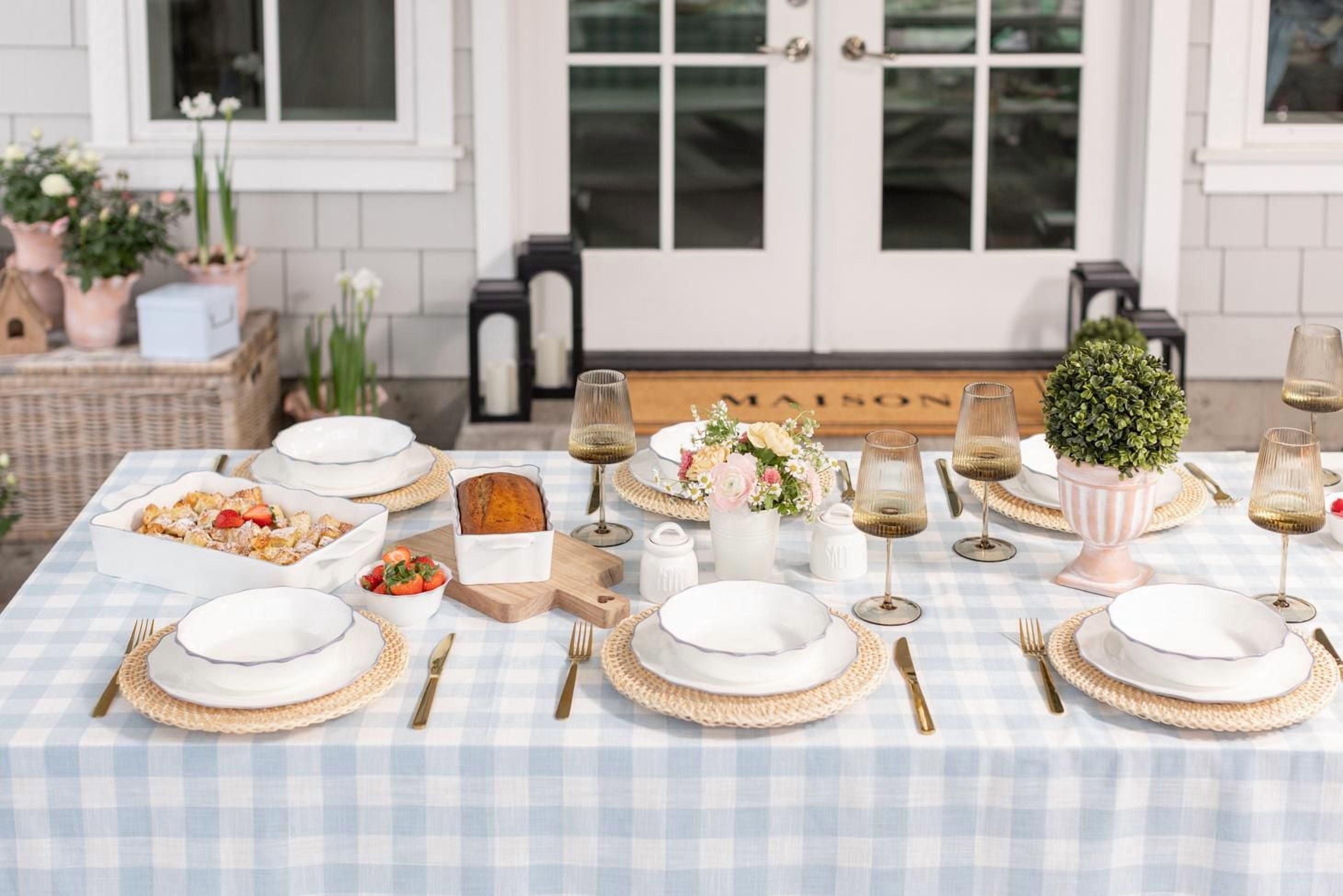 Nappe FRAÎCHE collection printanière en guingan bleue 60 x 84 po Taille unique