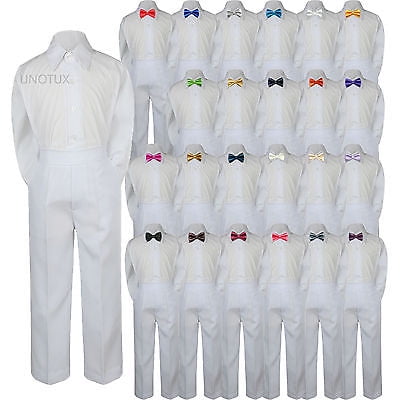 23 Color 3pc Set Bow Tie Boy Baby Toddler Kids Formal Suit Shirt White Pants