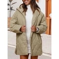 thumbnail image 6 of Long Jackets for Female Fashion Winter Coat for Women Business Casual Diamond Quilted Hooded Light Green L, 6 of 8