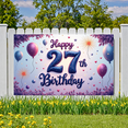 thumbnail image 5 of Colorful Theme Birthday Banner Happy 27th Birthday Decorative Neon Style Polyester Material Lightweight for Birthday Party Celebration Indoor Decoration, 5 of 7