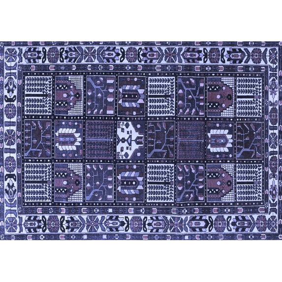 Ahgly Company Machine Washable Indoor Rectangle Persian Blue Traditional Area Rugs, 3' x 5'