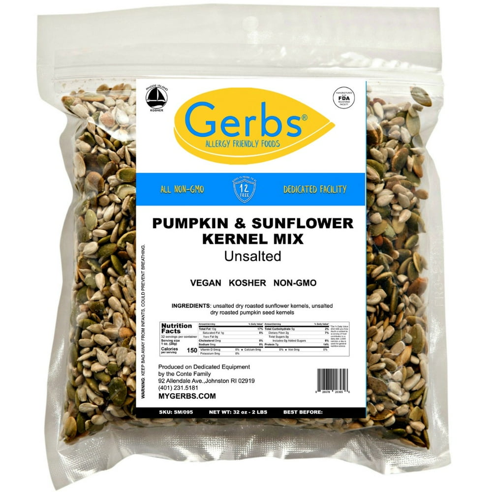Unsalted Pumpkin & Sunflower Seed Roasted Mix by Gerbs 2LBS. Top 14