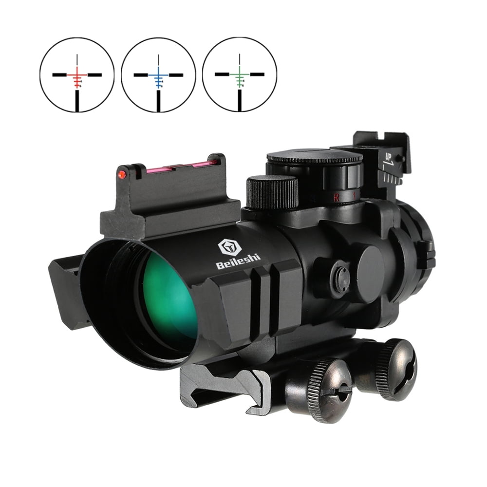 4x32 Prism Red/Green/Blue TriIlluminated Reticle Riflescope Fiber