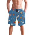 thumbnail image 4 of Dailycode Men's Quick Dry Swim Trunks Beach Shorts Casual Summer Board Shorts with Pockets, Planet Rocket Moon Star, 4 of 8