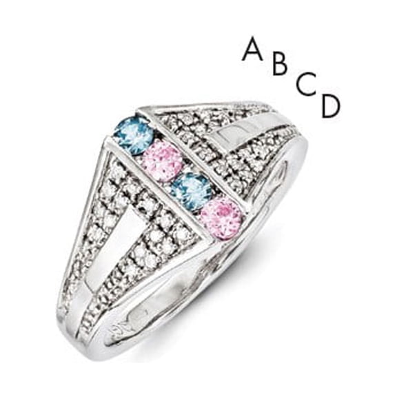 14K White Gold Ring Band Mother's & Family Semi Mount Diamond center Stone Mounting 12 mm