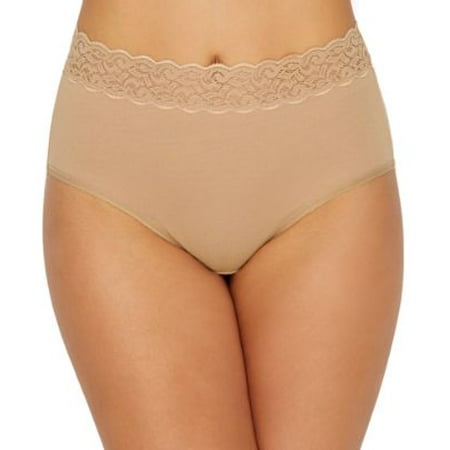 

Women s Vanity Fair 13396 Flattering Lace Cotton Stretch Brief Panty (Honey Beige 9)