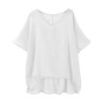 thumbnail image 6 of Women's T shirt Solid Color Short Sleeve T-Shirt Casual Loose Thin Breathable Cotton Linen T Shirt Summer Top White, 6 of 6