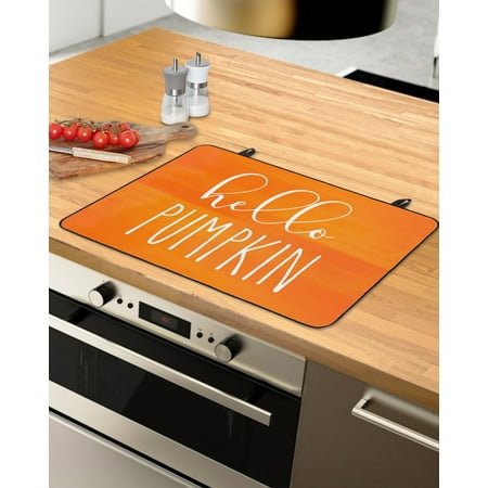 

Hello Pumpkins Stove Top Covers for Electric Stove Heat Insulation Fireproof Glass Cooktop Cover Counter Top Glass Stove Cover for Prevent Scratches 24 x21 Thanksgiving Watercolor Orange Ombre