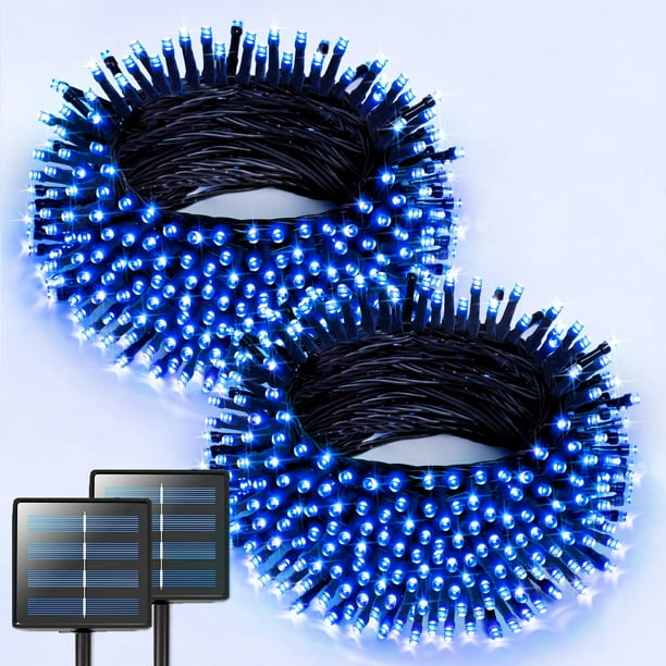 Cadena de luces solares JMEXSUSS 400 LED, 46 m, 8 modos, azul