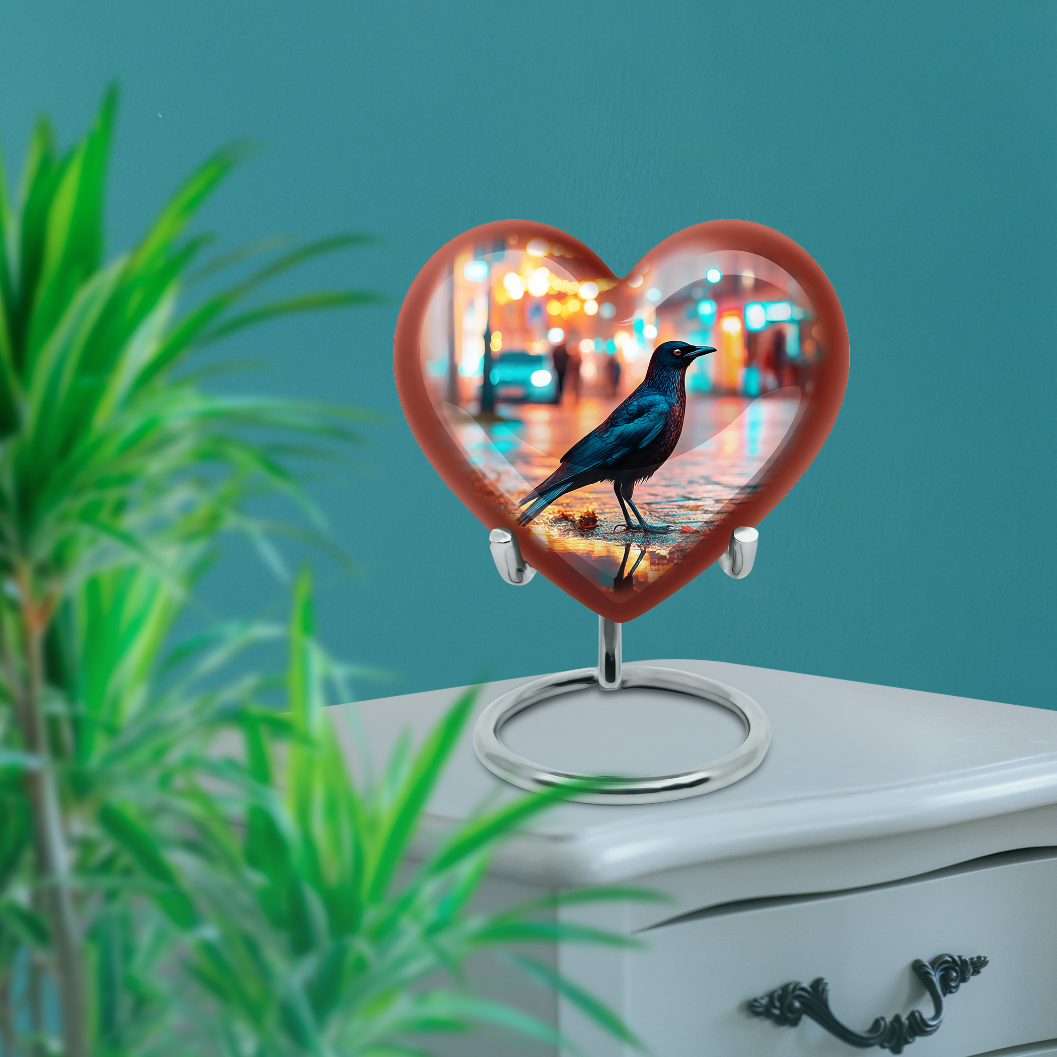 SABURIAL Crow Urn - Large Burial Urn Human - Combo - 8 Inch Large With 3 Inch - Ashes Keepsake - Memorial Urns For Adult - Funeral Urns For Men & Women