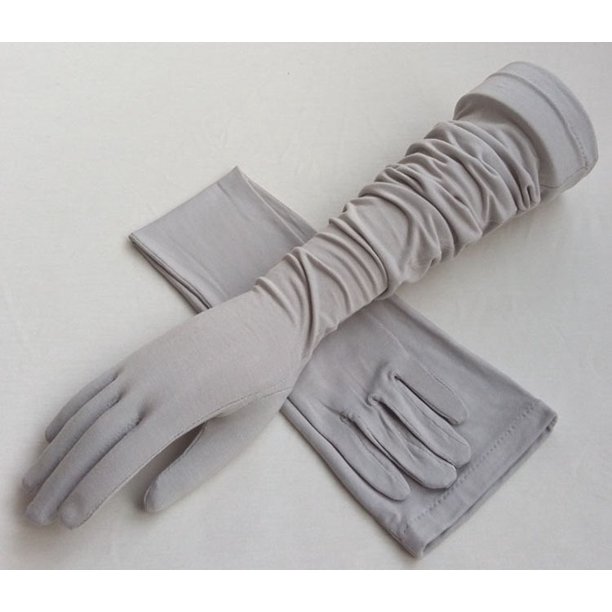 Nvzi 2 pares de guantes grises de manga larga con dedos completos, talla única, con protección solar, fabricados con tejido ligero y transpirable, adecuados para senderismo, acampada y conducción.