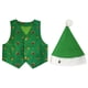 thumbnail image 1 of Conjunto de traje de elfo navideño para niños pequeños, disfraz de cosplay para niños, chaleco y sombrero para fiestas navideñas, talla 8 a 10, 1 of 1