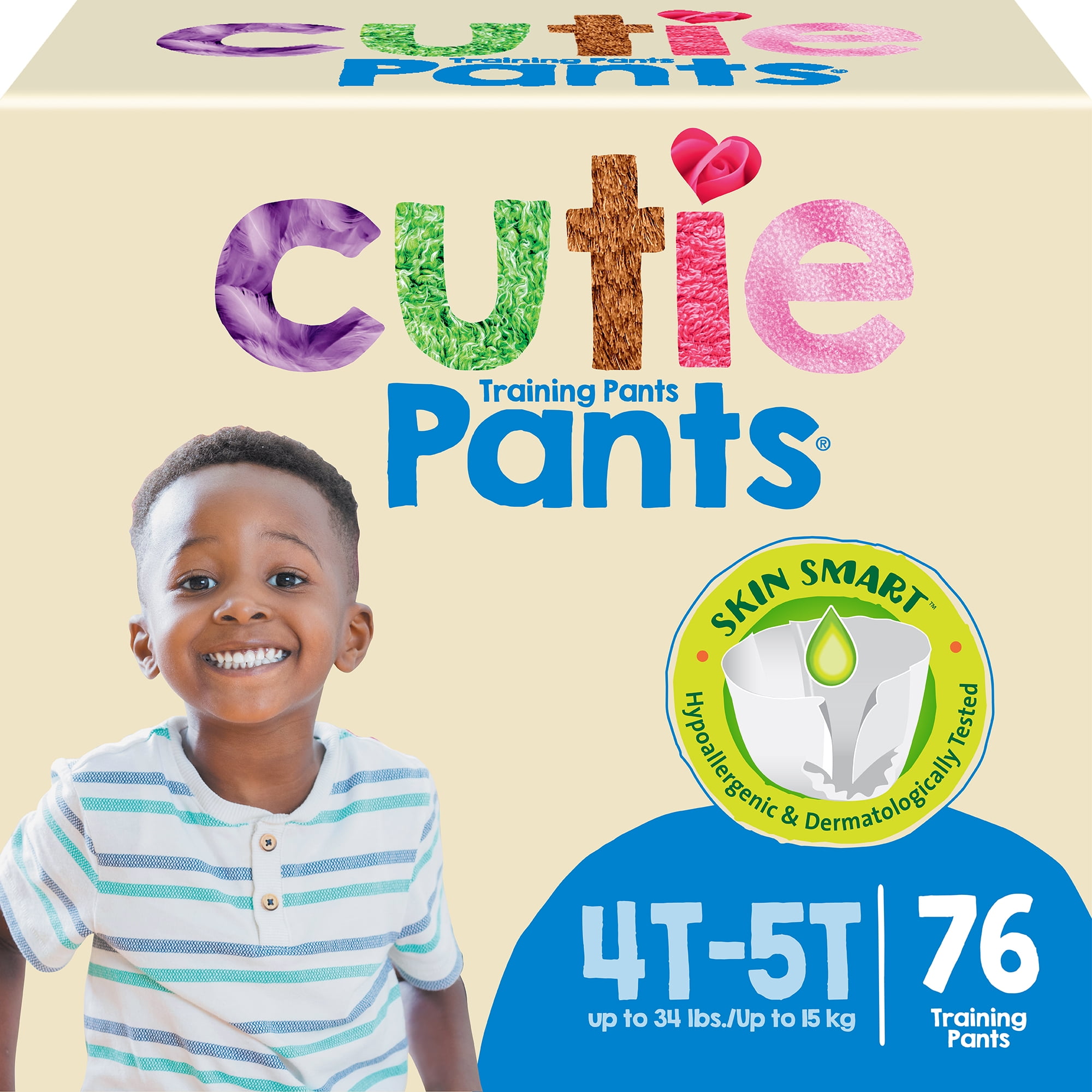 Cutie Boys 4T/5T Refastenable Potty Training Pants, Hypoallergenic with