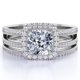 thumbnail image 1 of JeenMata Anillo de Compromiso con Diamante Real de Talla Cojín - Cuerpo Dividido - Anillo con Halo - Conjunto de Boda - Oro Blanco de 10 K, 1 of 6