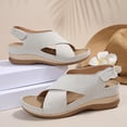 thumbnail image 6 of Eltusu Women Platform Sandals, Open Toe Vacation PU Ankle Strap Dress Sandals Shoes Beige Size 9, 6 of 8