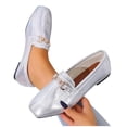 thumbnail image 5 of Abomasnow Womens Glitter PU Metal Horsebit Decor Slip‑On Square Toe Flat Loafer Shoes for Wedding Party, 5 of 9