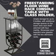 thumbnail image 2 of Kings Brand Furniture - Freestanding Floor Wine Rack Console Table with Glass Holder, Wine Holder Stand for 9 Bottles, Pewter/Marble, 2 of 8