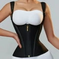 thumbnail image 2 of Cross-border high-elastic mesh waist seal 15 bone posture vest model belly drawstring belt zipper breasted retro shapewear top, 2 of 8