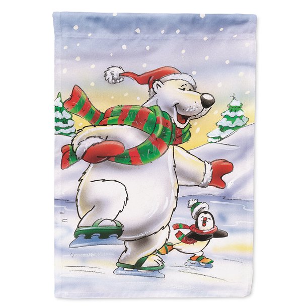 Holiday Polar Bears Ice Skating Garden Flag