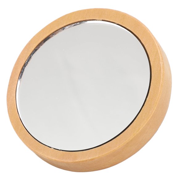 Portable Wood Mirror Wooden Handle Round for Cosmetic Makeup Clear Reflection with Smooth Edges