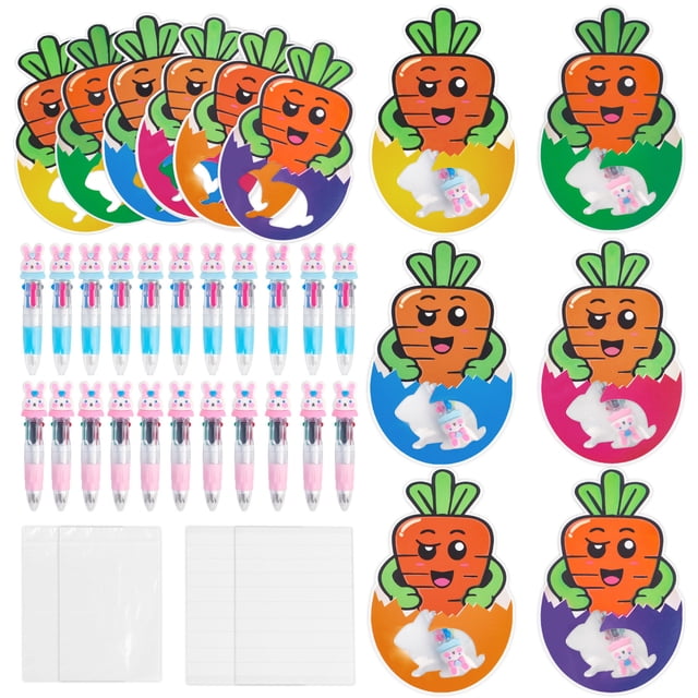Bolsas de regalo de 240 ml con forma de huevo de Pascua y zanahoria, 24 tarjetas de felicitación navideñas con bolsitas de dulces, bolsas de recuerdos de fiesta para niños, intercambio en el aula.