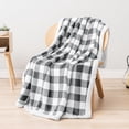 thumbnail image 3 of Manta PAVILIA Buffalo Plaid Sherpa gris claro 50x60, 3 of 8