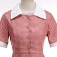 thumbnail image 4 of Blmnix Gingham Dress Women Dresses Button Down Tent Dress Red Collared Short Sleeve Cocktail-Length Belted Summer Dresses,L, 4 of 8