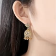 thumbnail image 3 of 14K Gold Indian Tassel Crystal Drop Earrings for Women,Vintage Palace Style Bell Shape Heavy Industry Dangle Earrings,Fashion Christmas Jewelry Gift for Her, 3 of 7