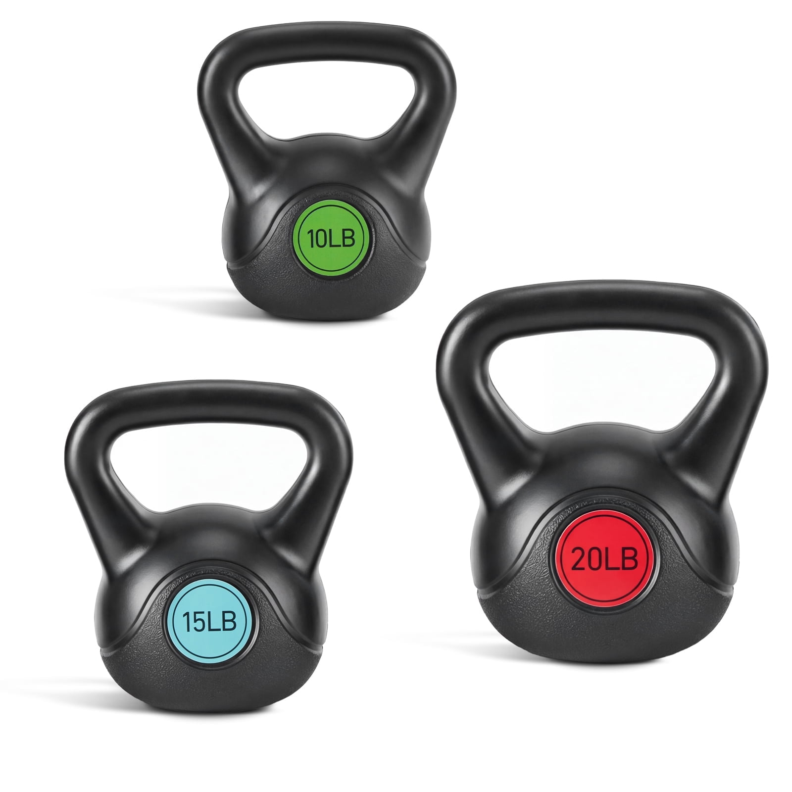 JIOABL Kettlebell Set, Cast Iron Kettlebell for Weight Lifting & Strength Training, 3-Piece Set (10/15/20 lbs), Black