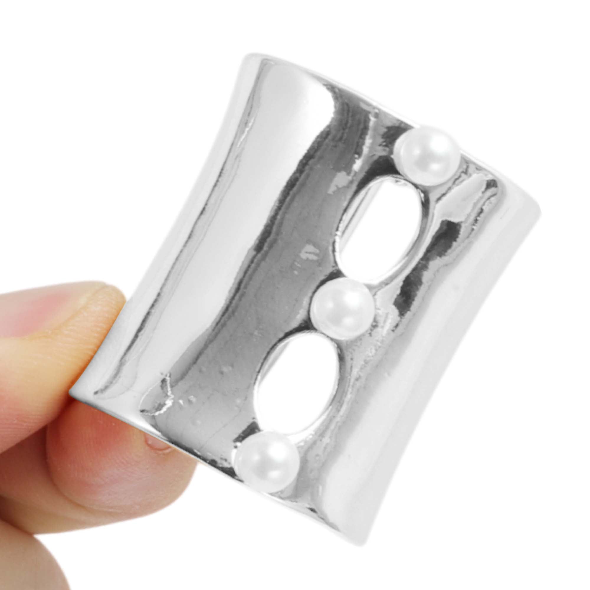 Unique Bargains Faux Pearl U-shaped Ponytail Buckle Hair Clip for Women 1 Pc Silver Tone