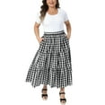 thumbnail image 2 of Agnes Orinda Women's Plus Size Plaid Skirts 1950s Gingham Tiered Layer Flowy Maxi Summer Casual A Line Skirts with Pockets 2X Black, 2 of 7