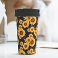 thumbnail image 6 of Fotbe Navy Blue Plaid Sunflower Printed Insulated Travel Coffee Mug Spill Proof Leak Proof Stainless Steel Coffee Tumbler Reusable Coffee Cups with Lids Thermos, 6 of 8