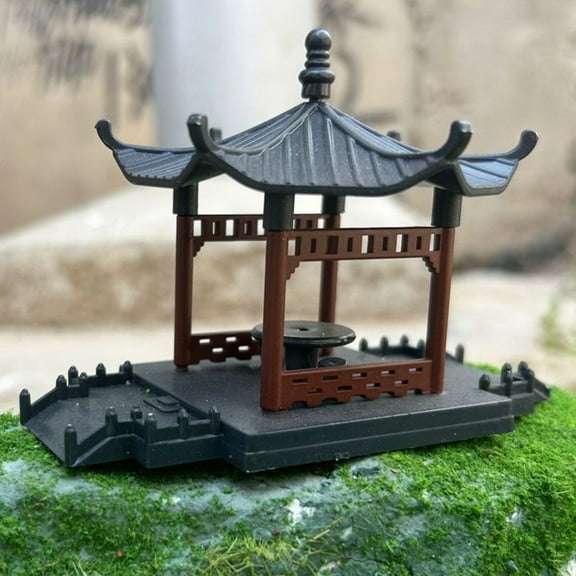 Miniature Chinese Pavilion Model DIY Garden Architecture Plastic Diorama Building Kit for Scenery Layout Decoration Craft
