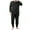 BLACK, variant on Men's Plus Size Autumn Winter Silk Wool Blend fleeced Lined Base Layer Set, Black, Size 5XL