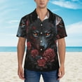 thumbnail image 2 of Fotbe Rose Full Moon Black Wolf Camisa Hawaiana para Hombre Unisex – Camisa Casual de Verano con Botones de Manga Corta de Algodón y Lino,Small, 2 of 7