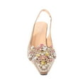 thumbnail image 2 of Women's Low Heel Closed Toe Slingback Pumps Rhinestone Comfortable Dress Shoes-Beige-12, 2 of 3