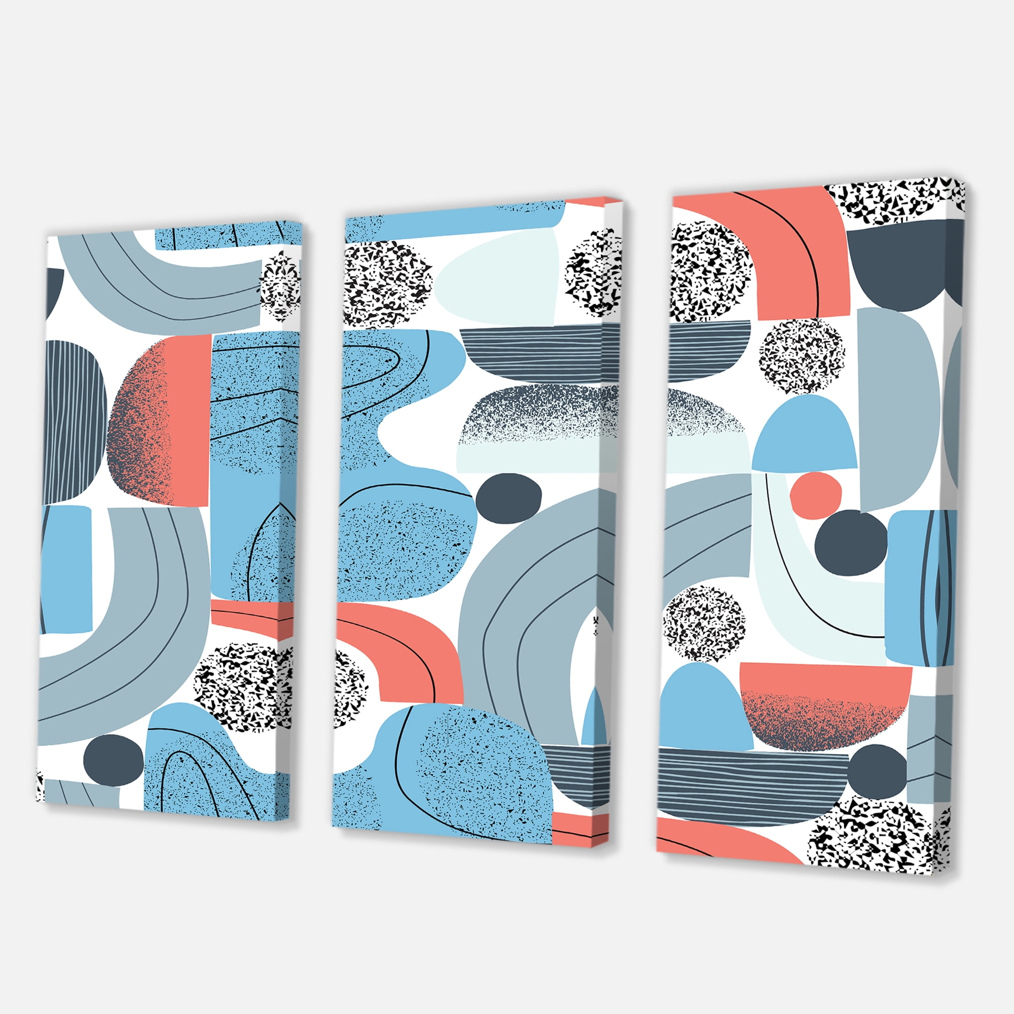 Designart ' Retro Shapes With Abstract Moons and Suns II ' Modern Canvas Wall Art Print