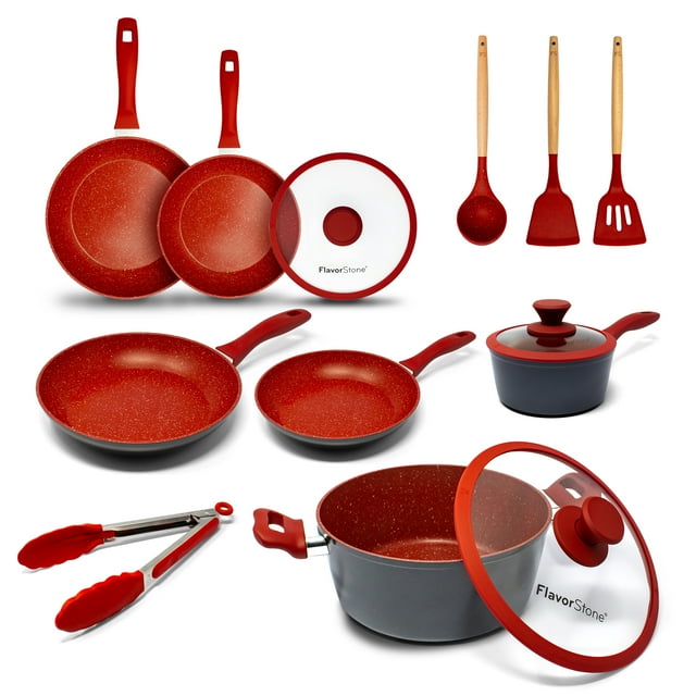Batería De Cocina FLAVORSTONE Ligth Set 16 Piezas color Rojo