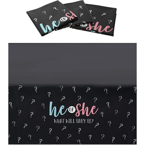 Sparkle and Bash Plastic Tablecloth - Gender Reveal Party Cover - Reusable Waterproof Protection & Party Table Covers - Photo Backdrop for Baby Shower & Shower Decoration - 54 x 108 in, 3-Pack