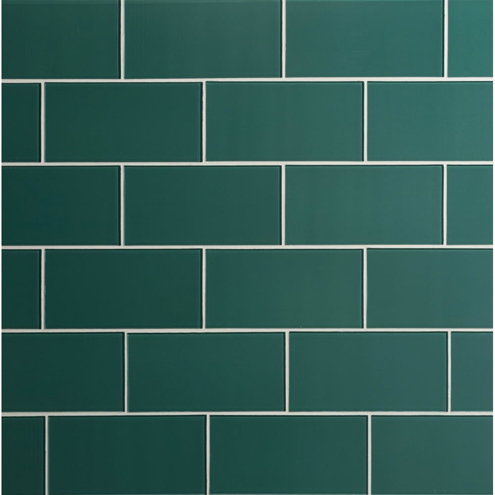 WS Tiles Quality Value Dark Teal 3 in. x 6 in. Glass Subway 12 in. x