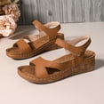 thumbnail image 5 of Orthopedic Sandals for Women Open Toe Cutout Slingback Platform Wedges with Arch Support Casual Summer Walking Beach Shoes Brown Size 7, 5 of 8